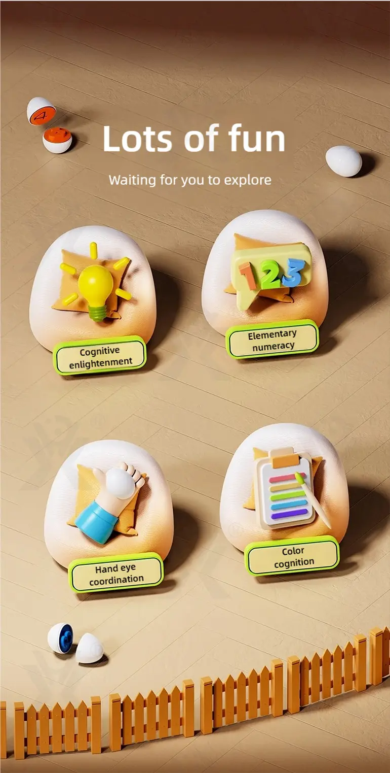 Chick Puzzle Matching Toy, Easter Egg Shape, For Shape and Color Recognition · TV10253 · detail image 2 of 10