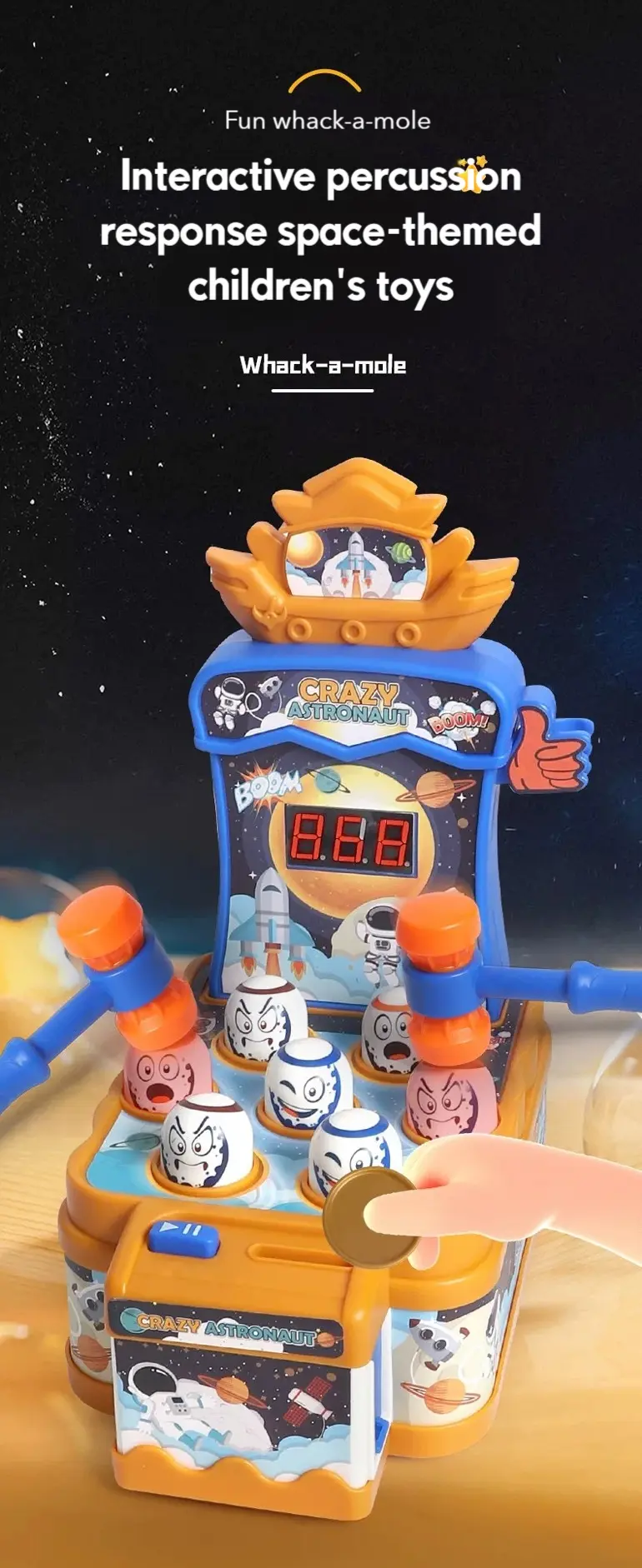 Kids Astronaut Whack-A-Mole Toy Game · TV10257 · detail image 1 of 9