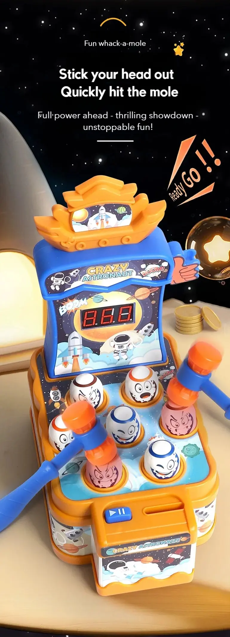 Kids Astronaut Whack-A-Mole Toy Game · TV10257 · detail image 3 of 9