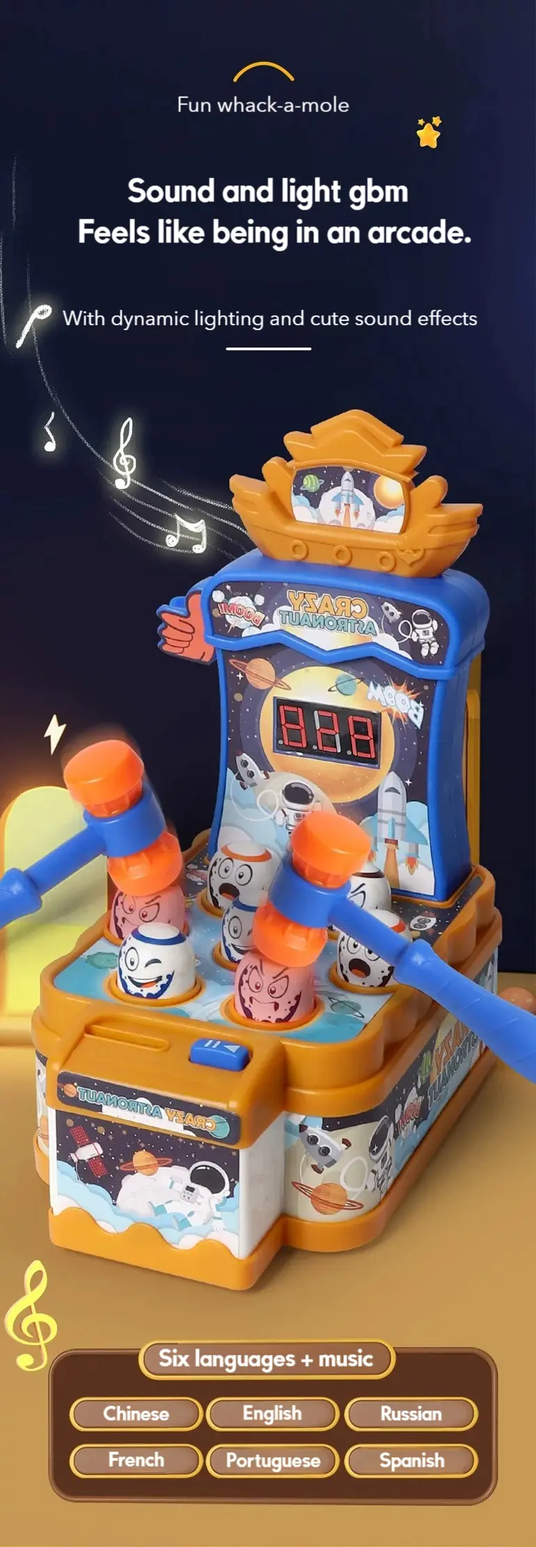 Kids Astronaut Whack-A-Mole Toy Game · TV10257 · detail image 6 of 9