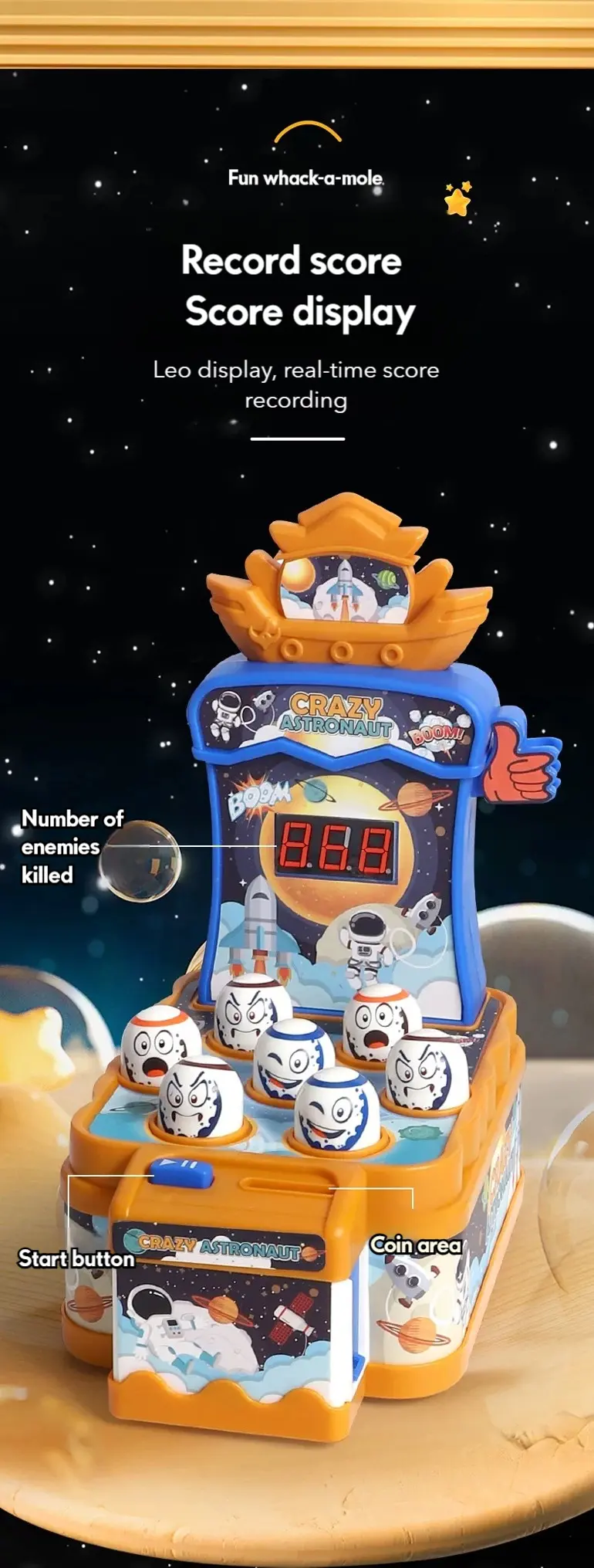 Kids Astronaut Whack-A-Mole Toy Game · TV10257 · detail image 7 of 9