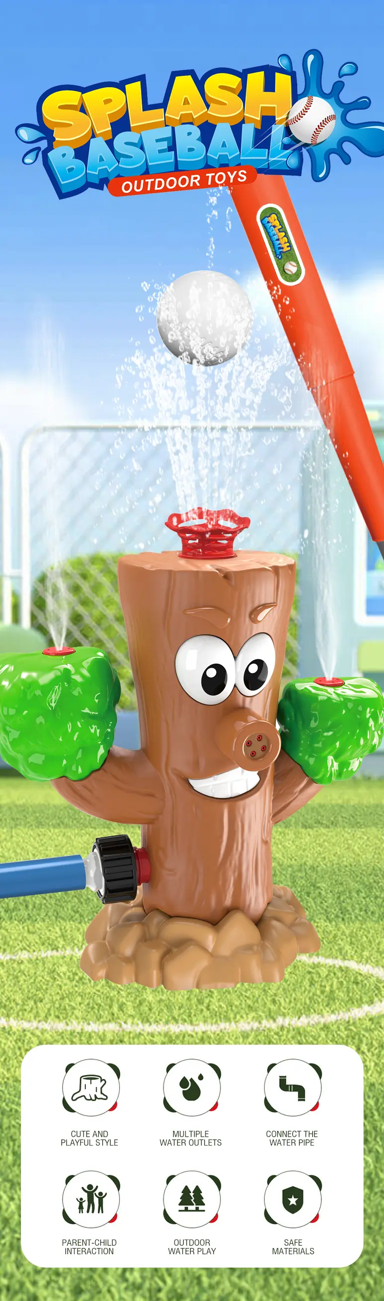 New 2-in-1 Water Sprinkler Baseball Toy for Kids · TV10248 · detail image 1 of 7