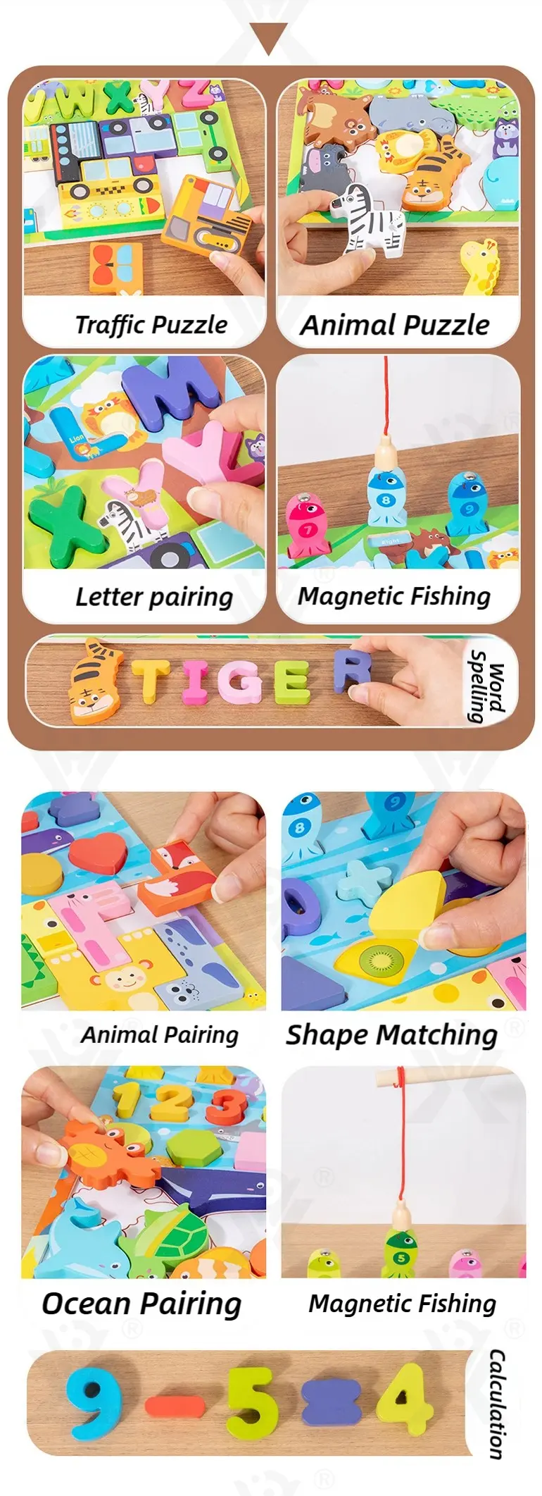 WholesaleKids Wooden Puzzle Toy, Math Game Included · TV10221 · detail image 2 of 10