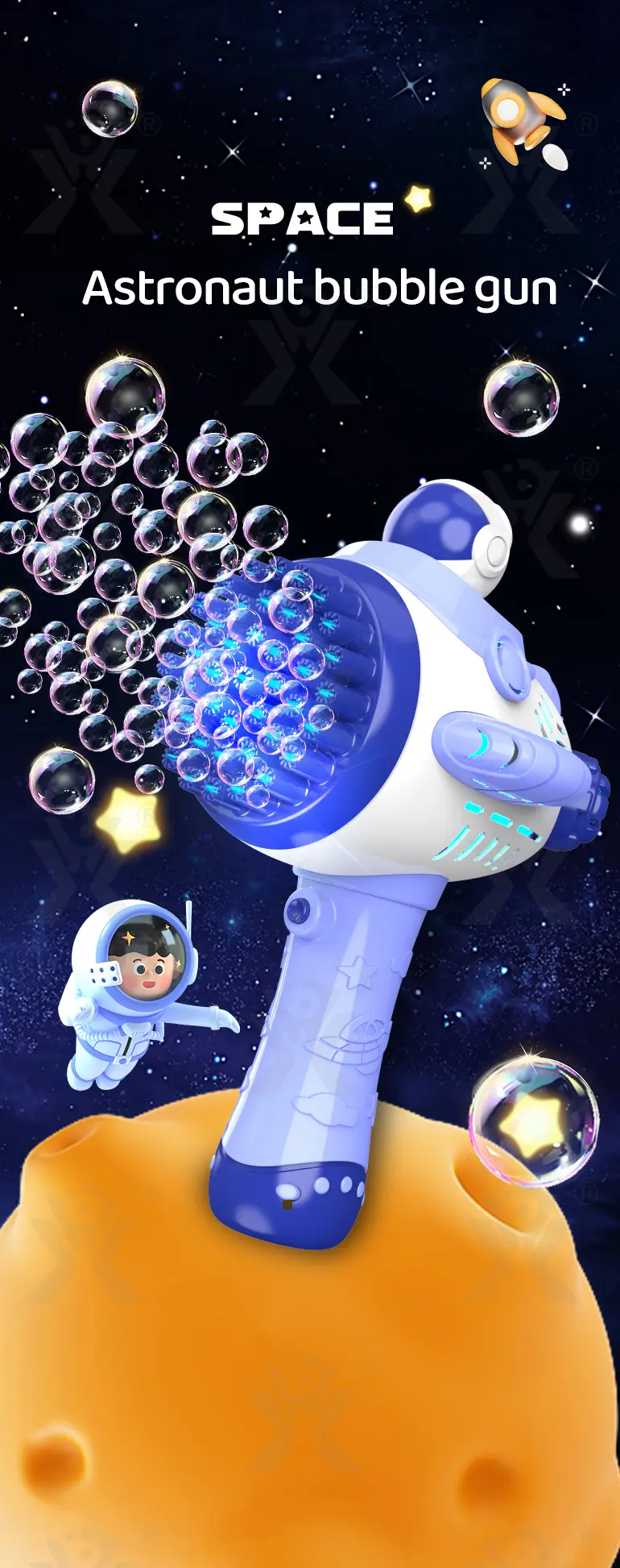 Astronaut Bubble Gun Toy, Spaceman Themed With 45 Holes · TV10242 · detail image 1 of 9