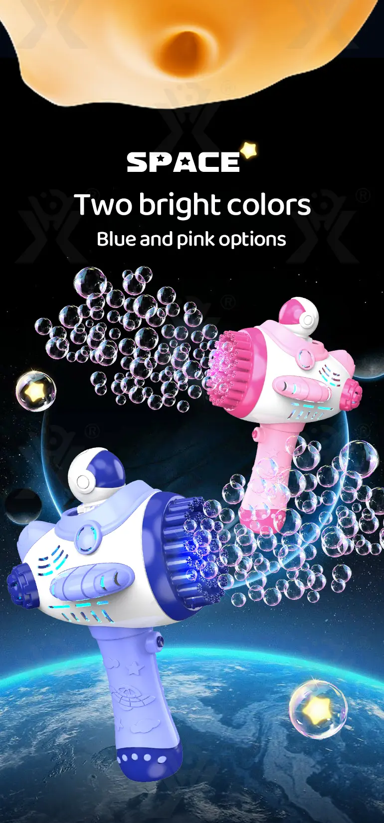 Astronaut Bubble Gun Toy, Spaceman Themed With 45 Holes · TV10242 · detail image 2 of 9