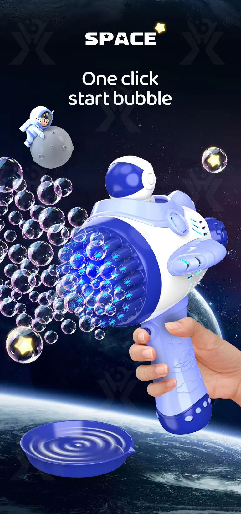 Astronaut Bubble Gun Toy, Spaceman Themed With 45 Holes · TV10242 · detail image 3 of 9