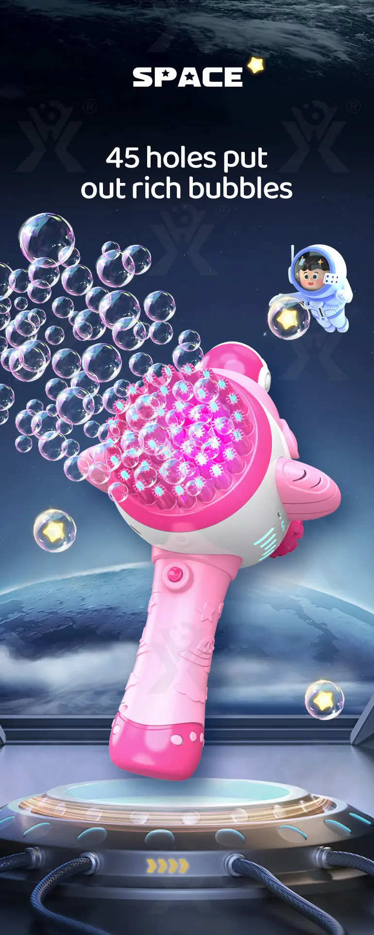 Astronaut Bubble Gun Toy, Spaceman Themed With 45 Holes · TV10242 · detail image 4 of 9