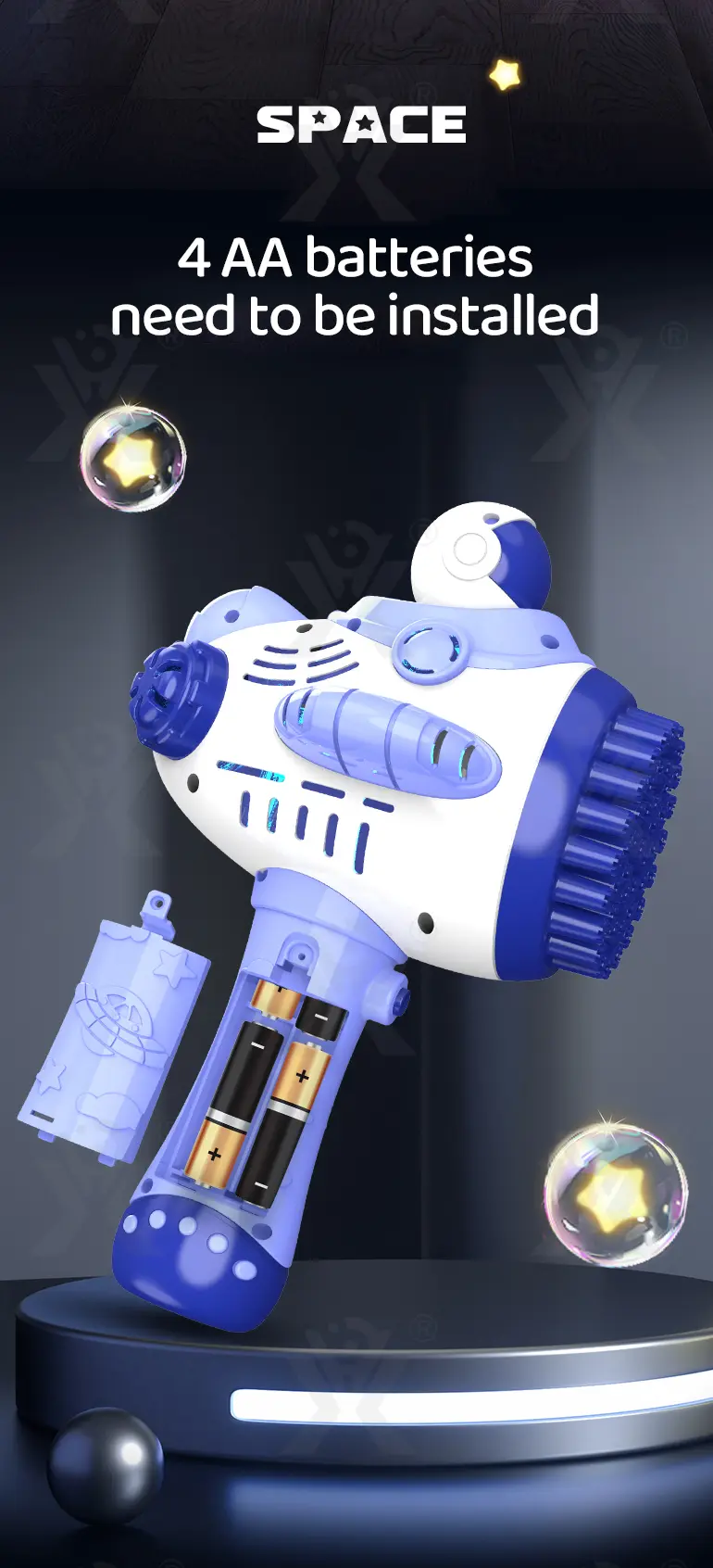 Astronaut Bubble Gun Toy, Spaceman Themed With 45 Holes · TV10242 · detail image 7 of 9