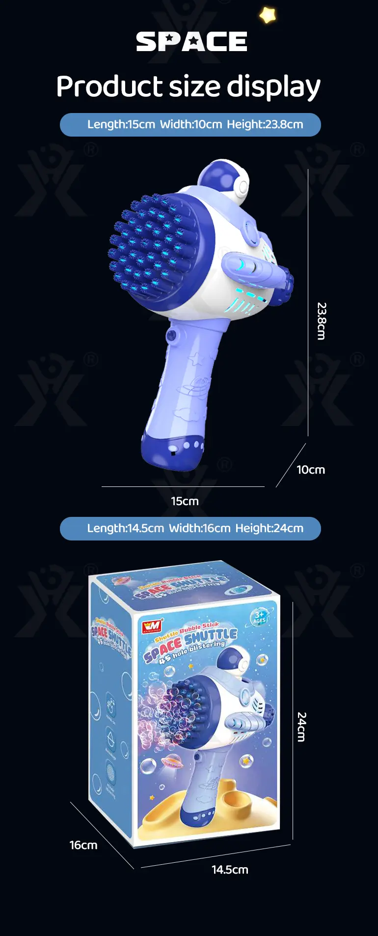 Astronaut Bubble Gun Toy, Spaceman Themed With 45 Holes · TV10242 · detail image 9 of 9