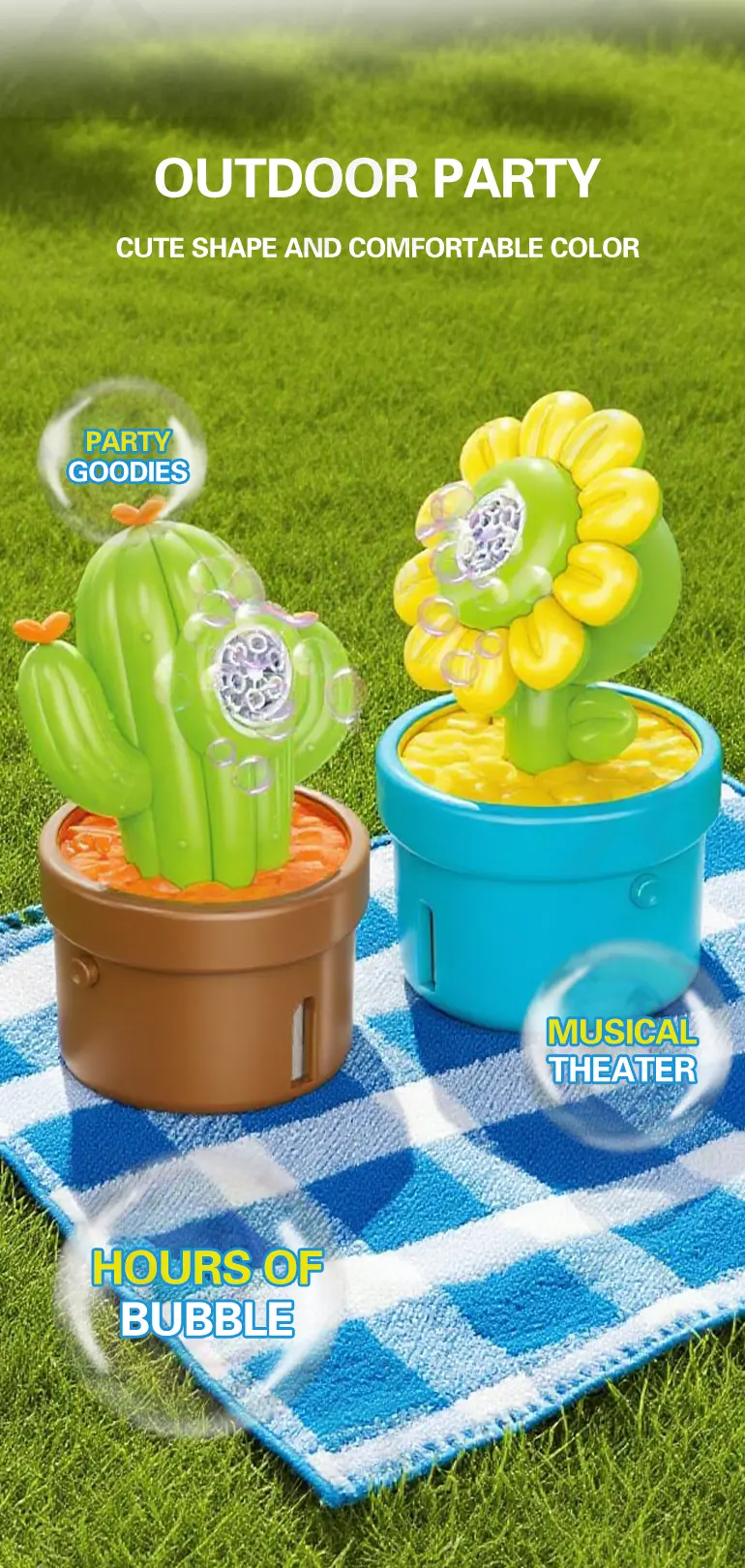 Plant-Shaped Bubble Machine Toy, Portable Cactus Bubble · TV10250 · detail image 2 of 2