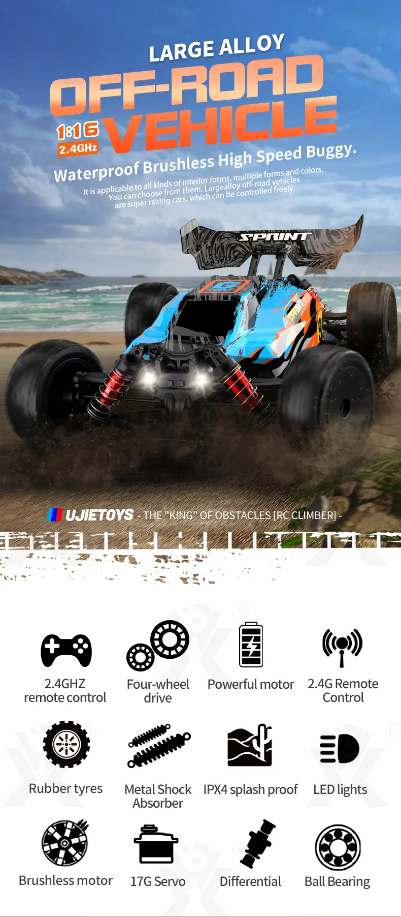 High-Speed RC Car, Fast Remote Control Car with 36KM/H Top Speed · TV10258 · detail image 2 of 11