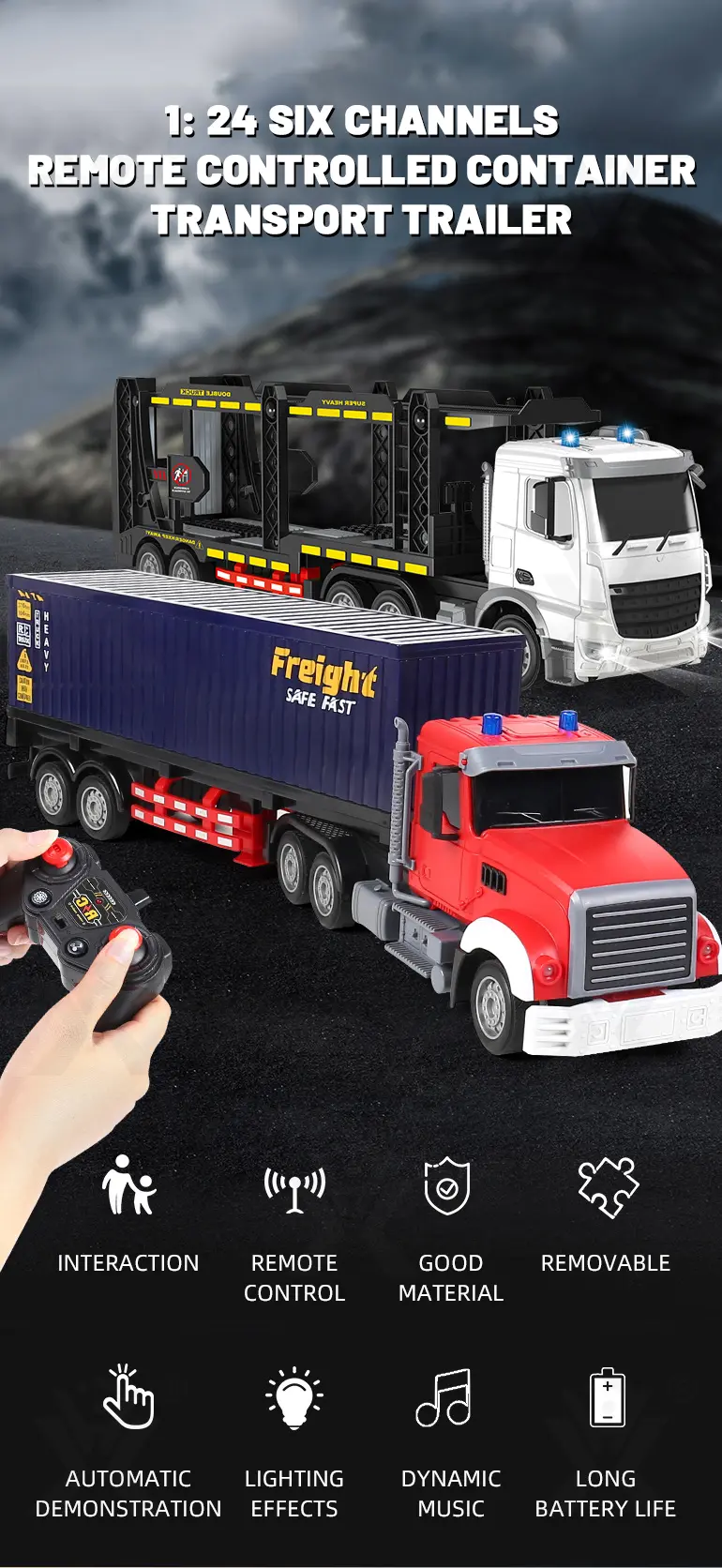 1:24 RC Trailer Car, Semi Truck Toy · TV10190 · detail image 1 of 7