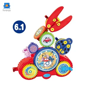 Kids Electric Rotating Gear Building Block Toy, 6 in 1 Educational Construction Toy Set