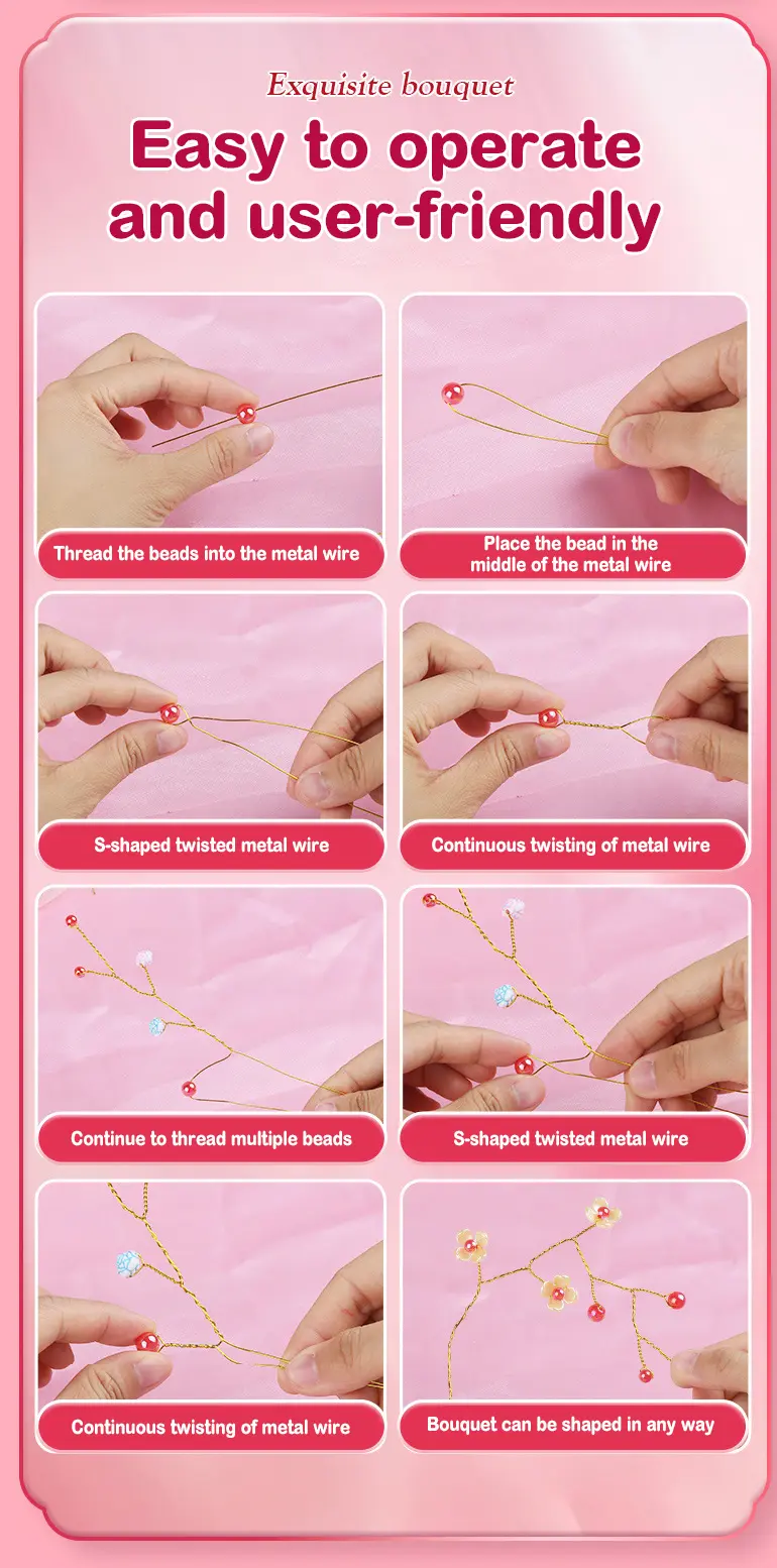 DIY Handmade Floral Toy, Beaded Bouquet Craft Kit · TV10143 · detail image 3 of 7