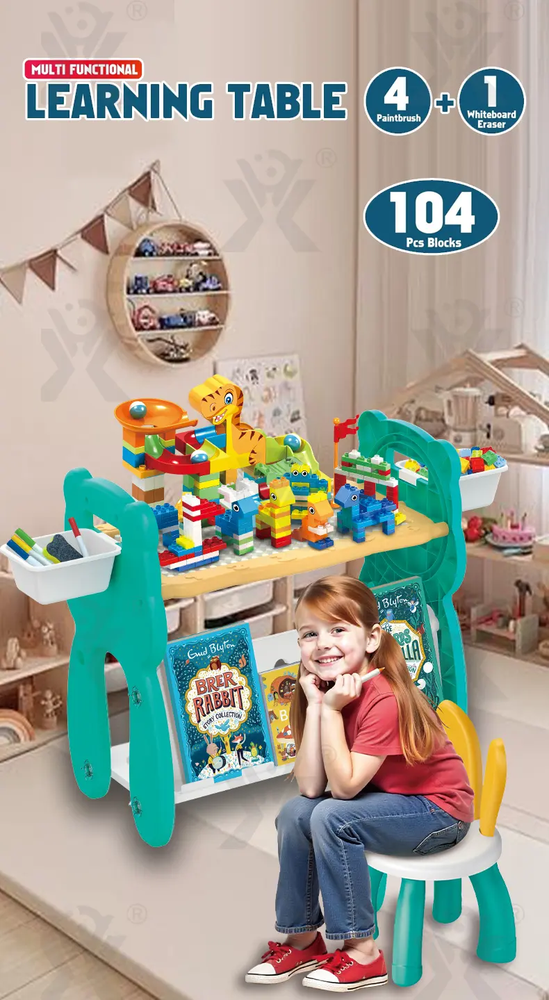 Multi-Functional Learning Table & Art Easel, Drawing Board & Building Blocks Set Toy- Educational Toys Factory Supply · TV10130 · detail image 1 of 9