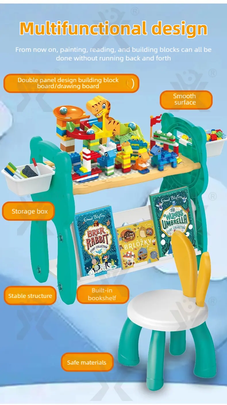 Multi-Functional Learning Table & Art Easel, Drawing Board & Building Blocks Set Toy- Educational Toys Factory Supply · TV10130 · detail image 5 of 9