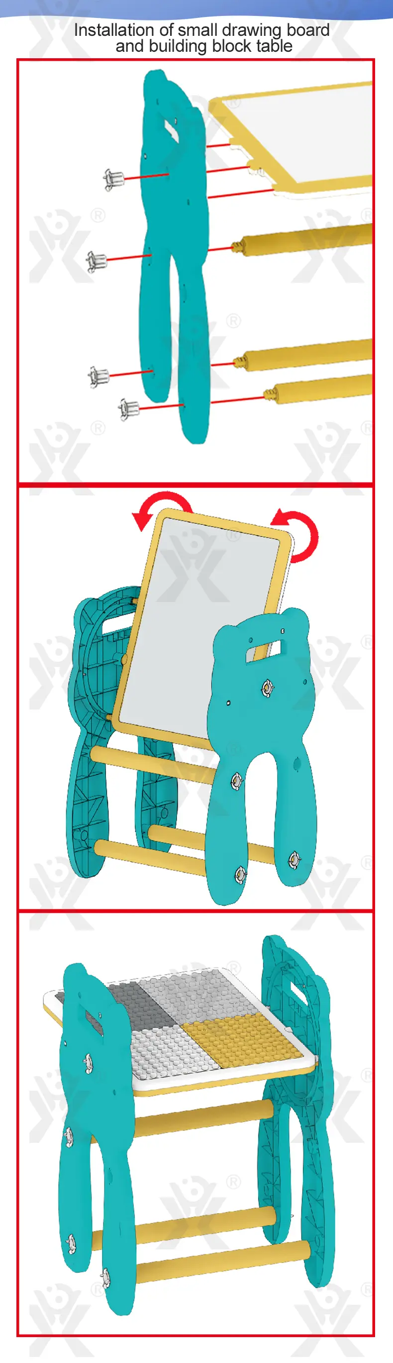 Multi-Functional Learning Table & Art Easel, Drawing Board & Building Blocks Set Toy- Educational Toys Factory Supply · TV10130 · detail image 7 of 9