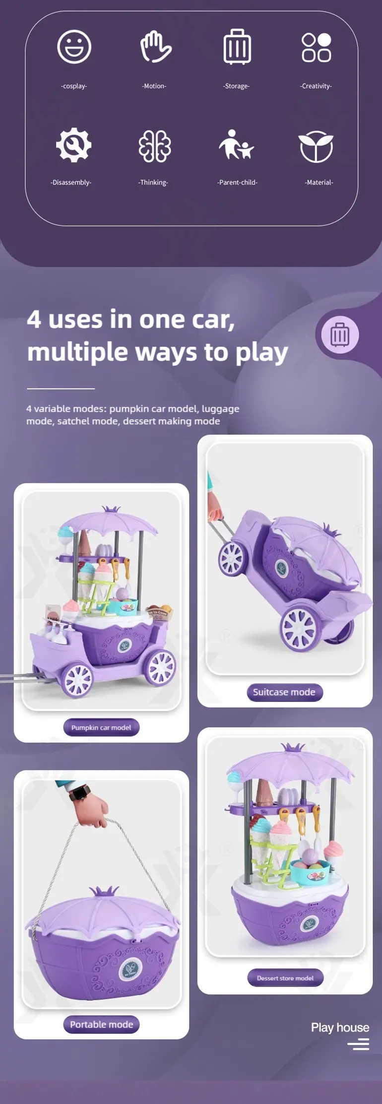 Simulated Ice Cream Princess Cart Toy, Play House Toys · TV10163 · detail image 2 of 7