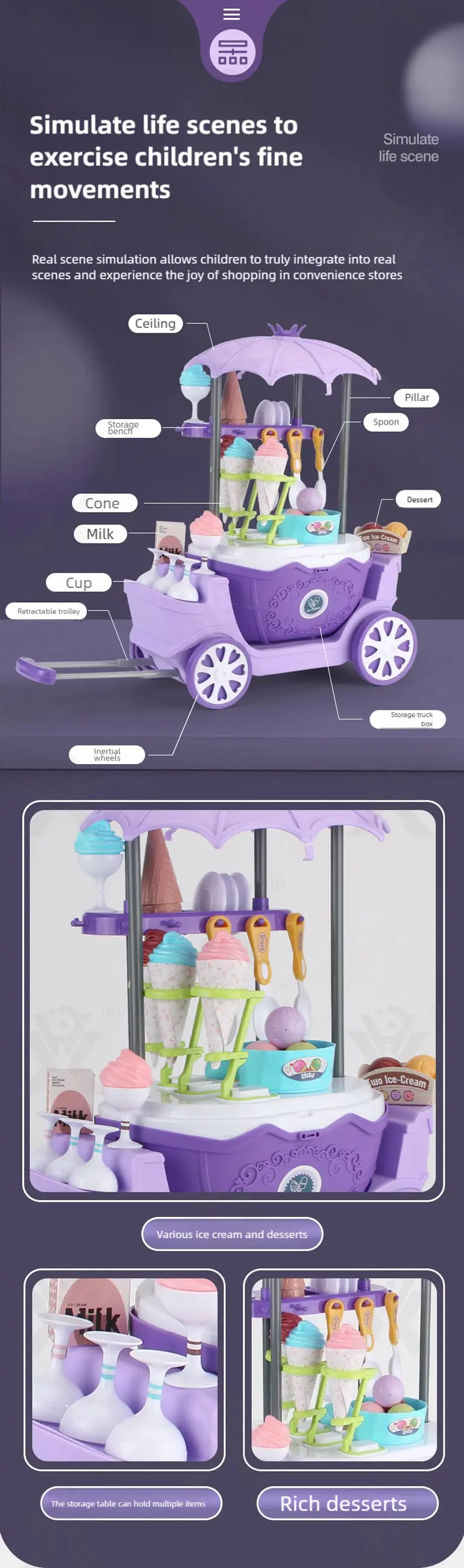 Simulated Ice Cream Princess Cart Toy, Play House Toys · TV10163 · detail image 5 of 7