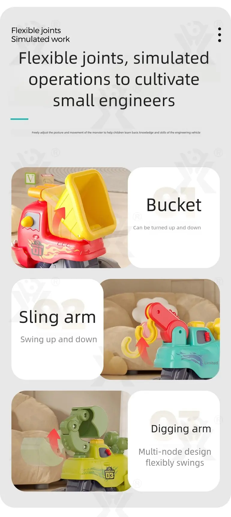 Pull Back Monster Car Toy, Fun Monster Construction Truck · TV10156 · detail image 4 of 11