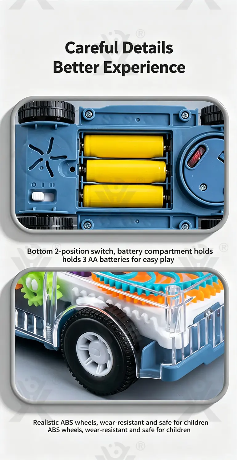 Kids Transparent Electric Police Car Gear Toy with Flashing Lights & Music · TV10139 · detail image 6 of 8