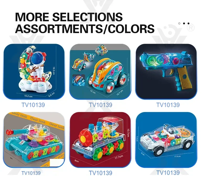 Kids Transparent Electric Police Car Gear Toy with Flashing Lights & Music · TV10139 · detail image 7 of 8