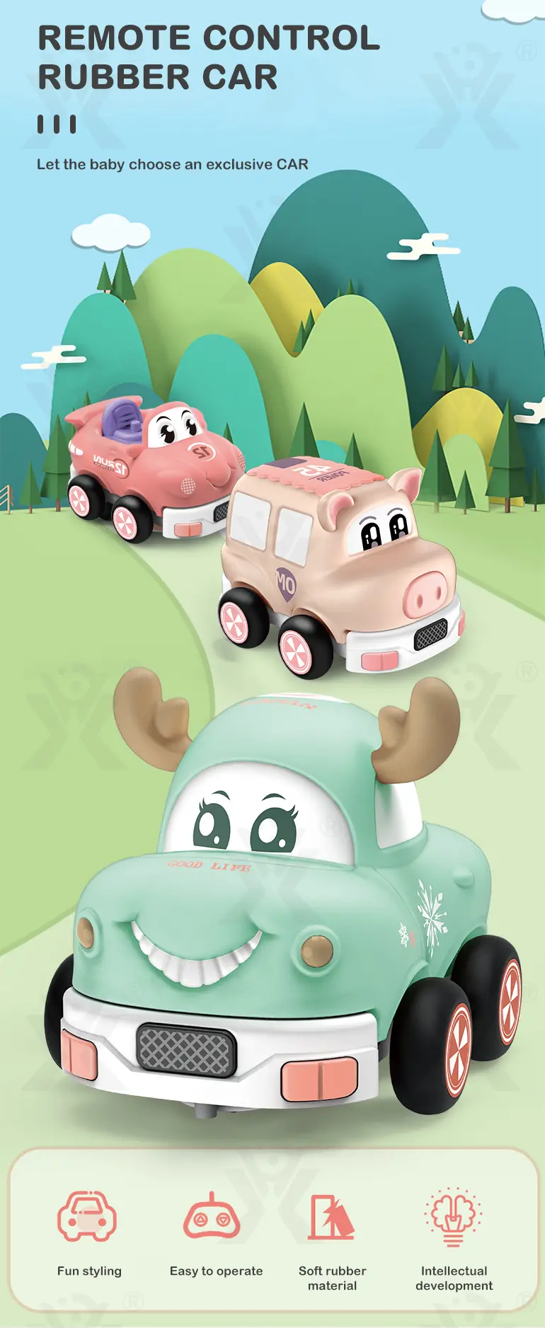 Two Way RC Racing Car Toy, Cartoon Body, Light, and Music · TV10145 · detail image 1 of 10