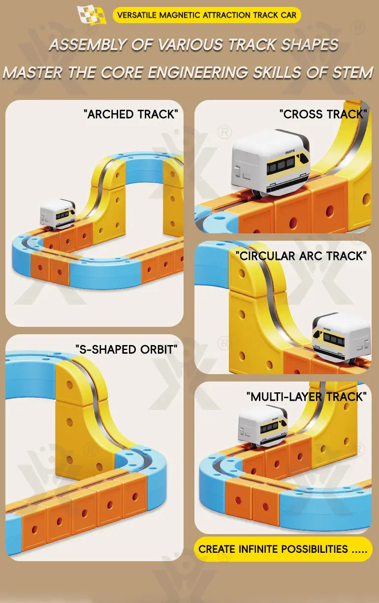 Versatile Magnetic Railcar Toy, 68pcs Electric Magnetic Train Set · TV10112 · detail image 2 of 4