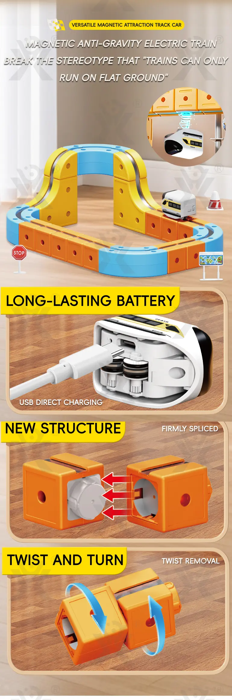 Versatile Magnetic Railcar Toy, 68pcs Electric Magnetic Train Set · TV10112 · detail image 3 of 4