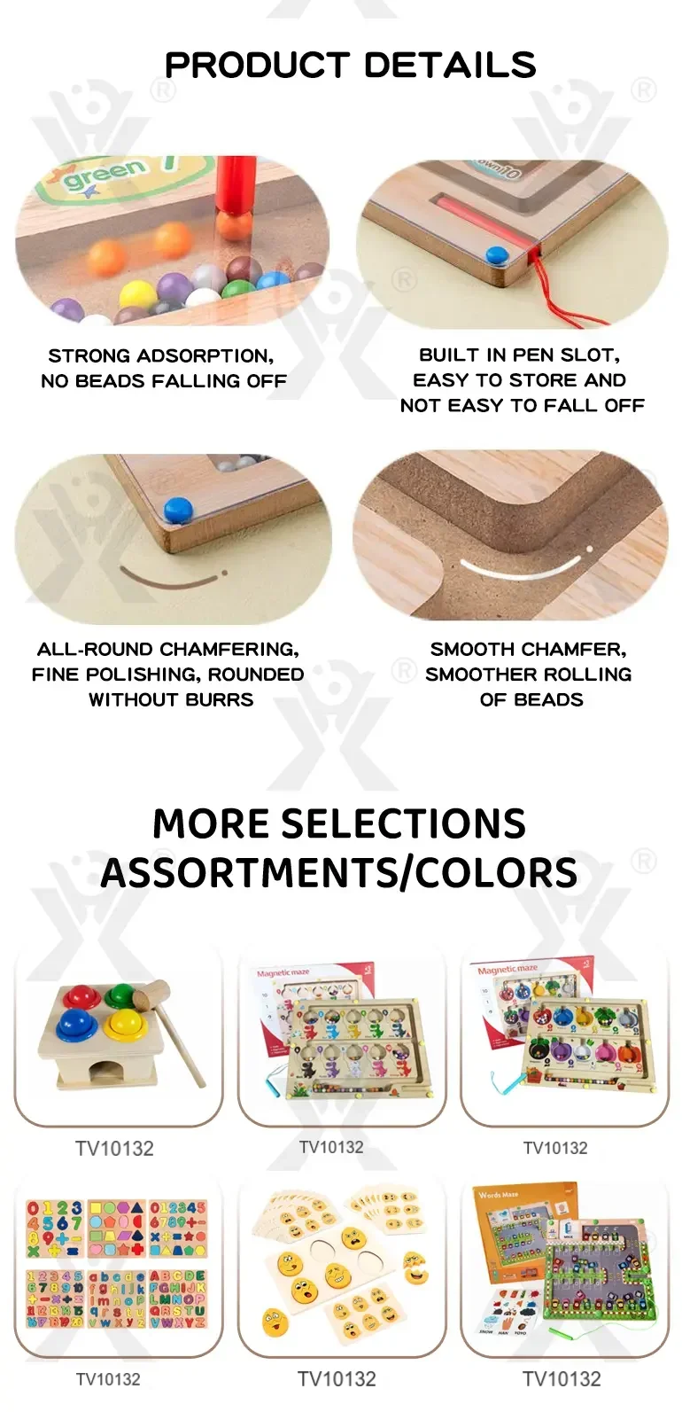Wooden Train Magnetic Maze, Montessori Magnetic Toy for Kids · TV10132 · detail image 3 of 4