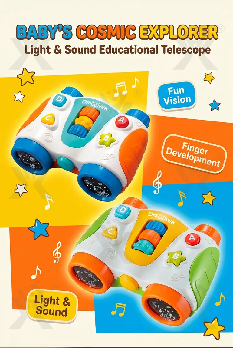 Baby Telescope Toy With Sound & Light, Toddler Interactive Learning Binoculars- Educational Toddler Toys · TV10073 · detail image 1 of 8
