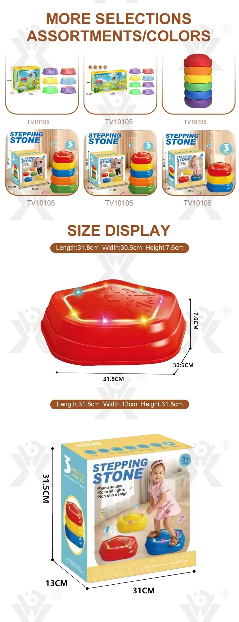 Balance Sensory Stepping Stones Indoor Outdoor Play With Light & Music-Baby Toys · TV10105 · detail image 5 of 5