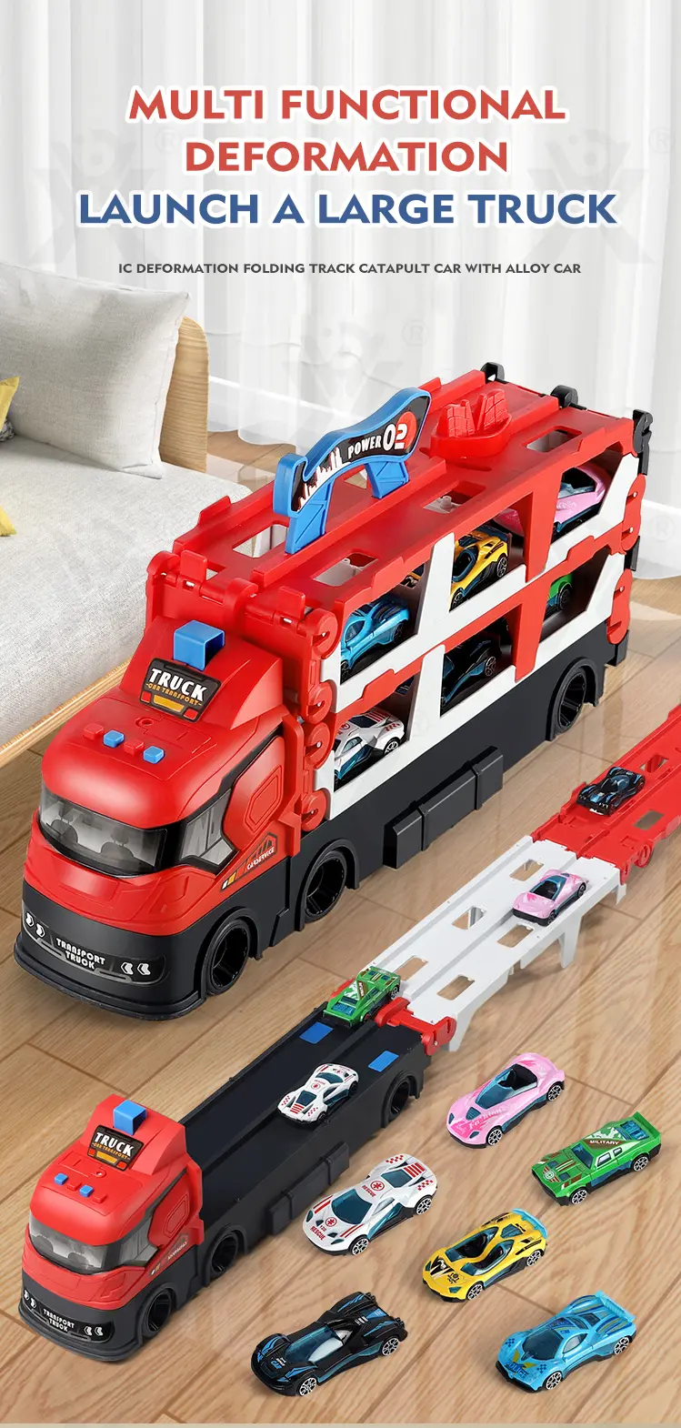 Carrier Truck Race Track Toddler Toys, Transport Truck Car Toy Foldable Track for Kids · TV10114 · detail image 1 of 10