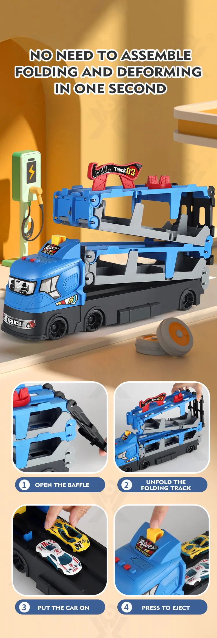 Carrier Truck Race Track Toddler Toys, Transport Truck Car Toy Foldable Track for Kids · TV10114 · detail image 3 of 10