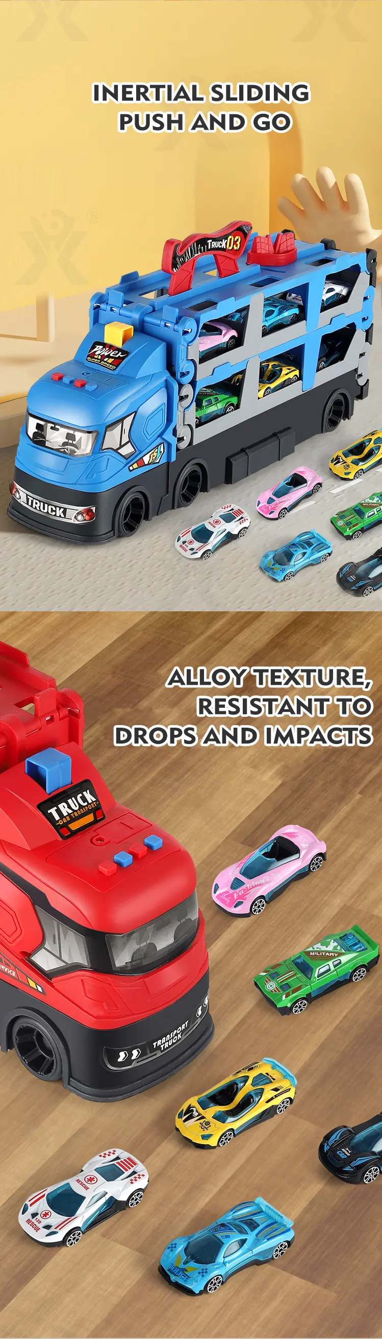 Carrier Truck Race Track Toddler Toys, Transport Truck Car Toy Foldable Track for Kids · TV10114 · detail image 6 of 10