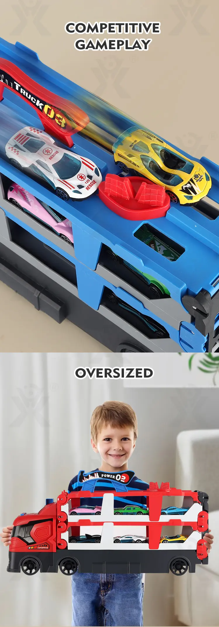 Carrier Truck Race Track Toddler Toys, Transport Truck Car Toy Foldable Track for Kids · TV10114 · detail image 7 of 10