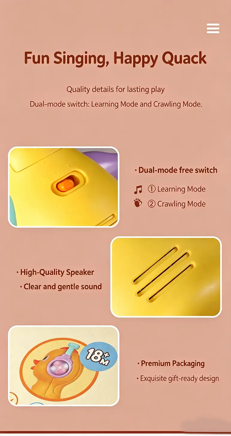 Interactive Dancing Duck Toy, Dual Modes · TV10066 · detail image 6 of 12