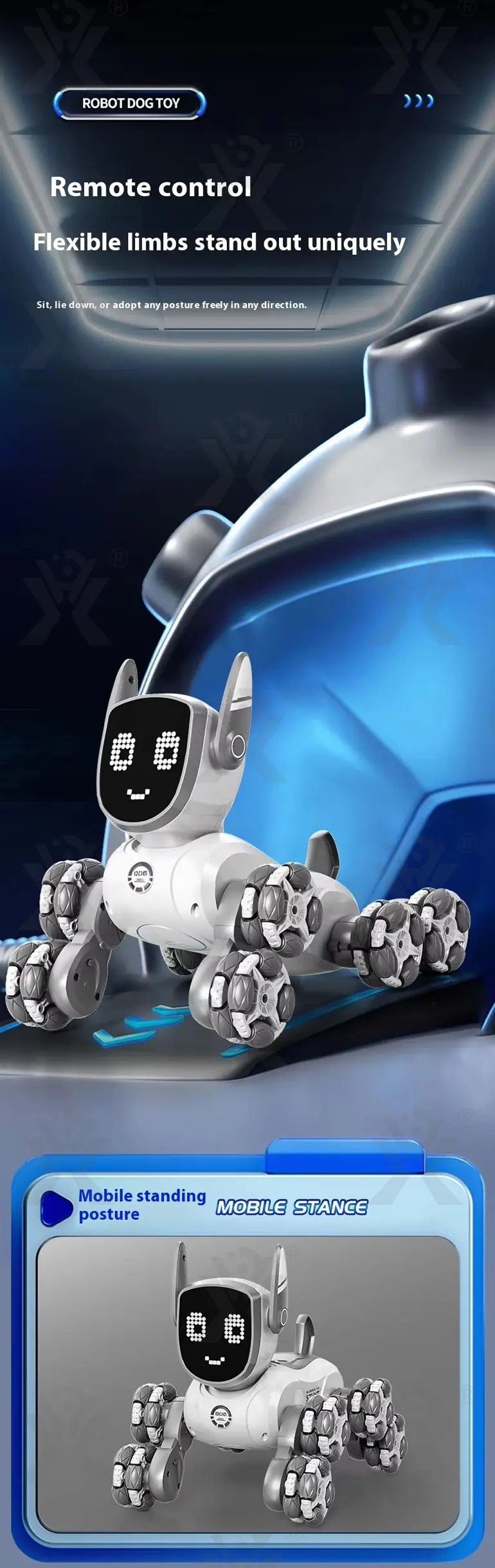 Intelligent Voice Control Eight-Wheel Stunt Robot Dog with Light and Music · TV10118 · detail image 3 of 11