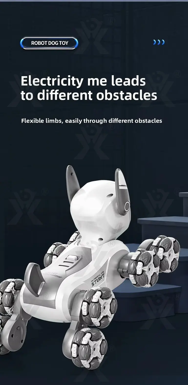 Intelligent Voice Control Eight-Wheel Stunt Robot Dog with Light and Music · TV10118 · detail image 5 of 11