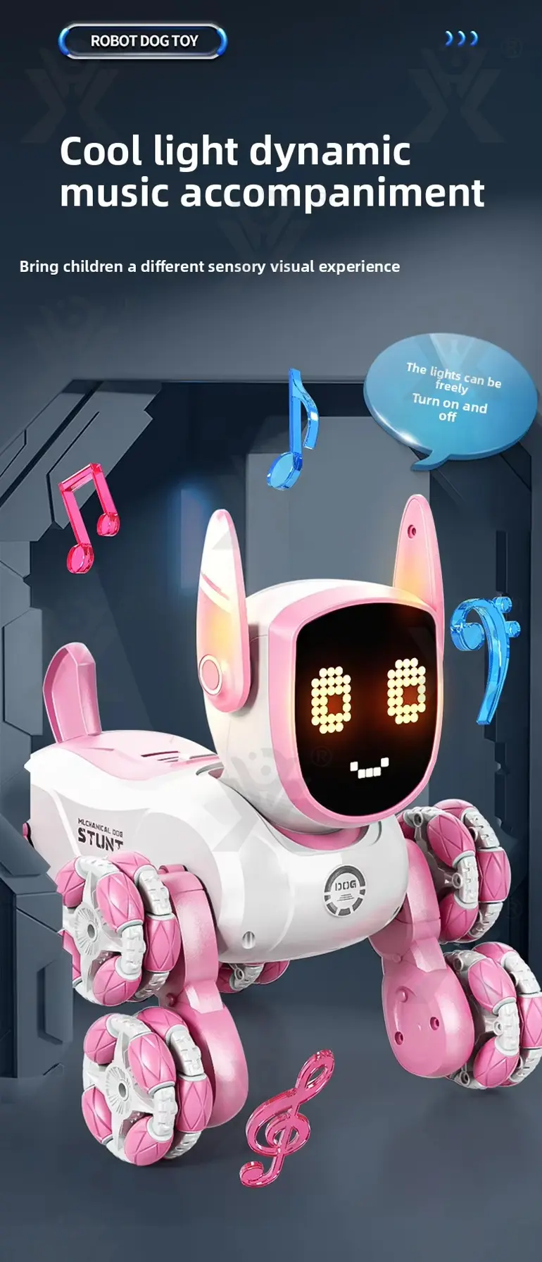 Intelligent Voice Control Eight-Wheel Stunt Robot Dog with Light and Music · TV10118 · detail image 6 of 11