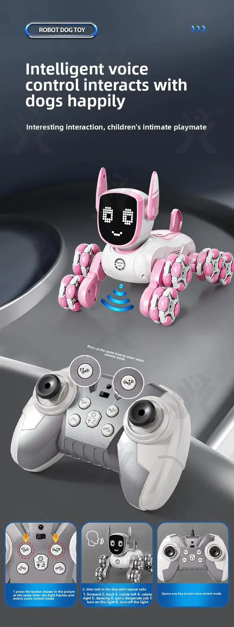 Intelligent Voice Control Eight-Wheel Stunt Robot Dog with Light and Music · TV10118 · detail image 7 of 11