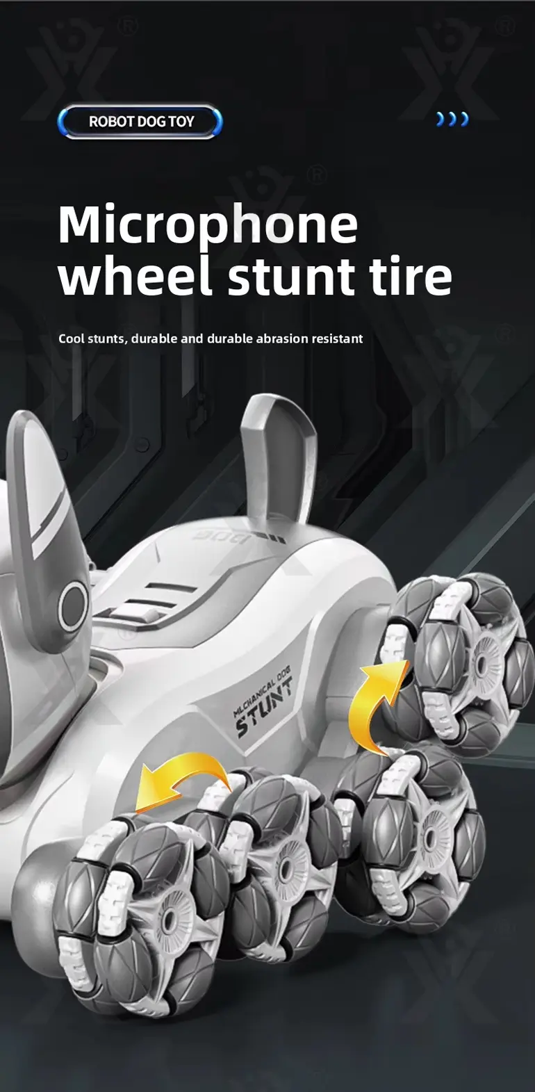 Intelligent Voice Control Eight-Wheel Stunt Robot Dog with Light and Music · TV10118 · detail image 8 of 11