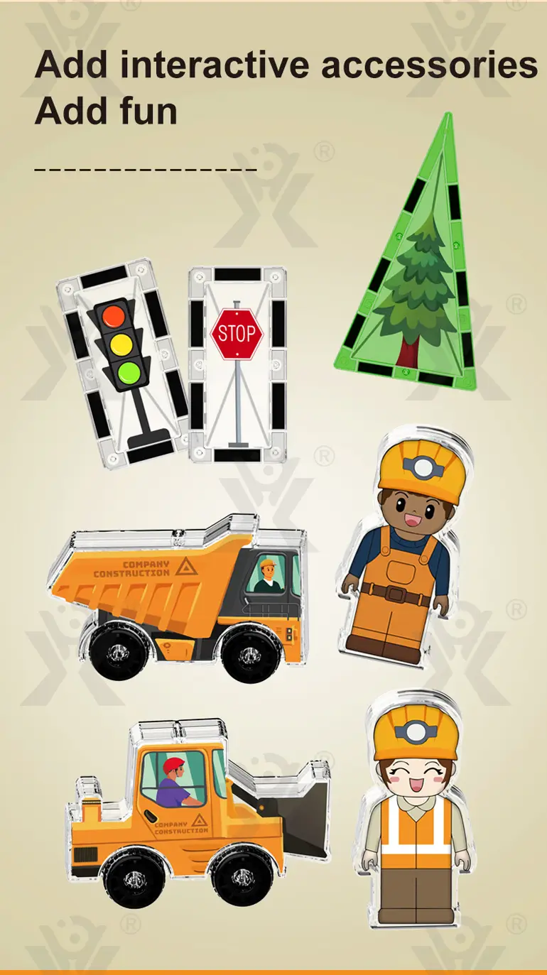 Engineer Magnetic Tile Sets For Kids, STEM Montessori Toy · TV10104 · detail image 4 of 6