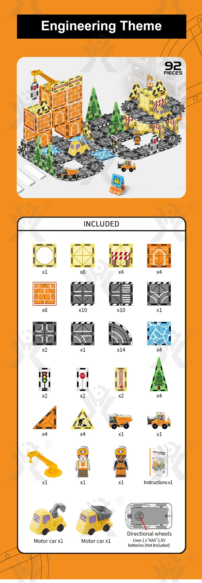 Engineer Magnetic Tile Sets For Kids, STEM Montessori Toy · TV10104 · detail image 5 of 6