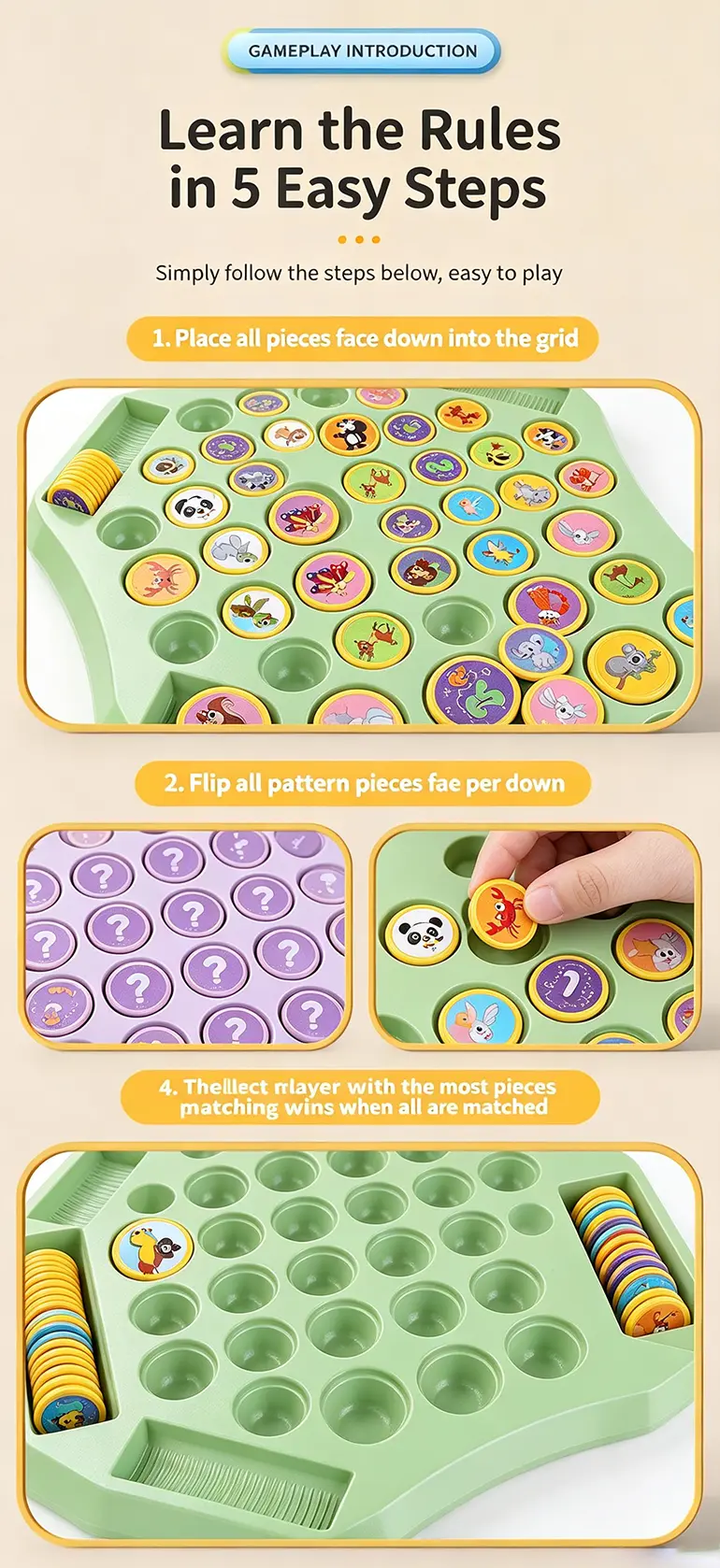 Animal Flip Chess Memory Game, DIY Stickers · TV10065 · detail image 2 of 9