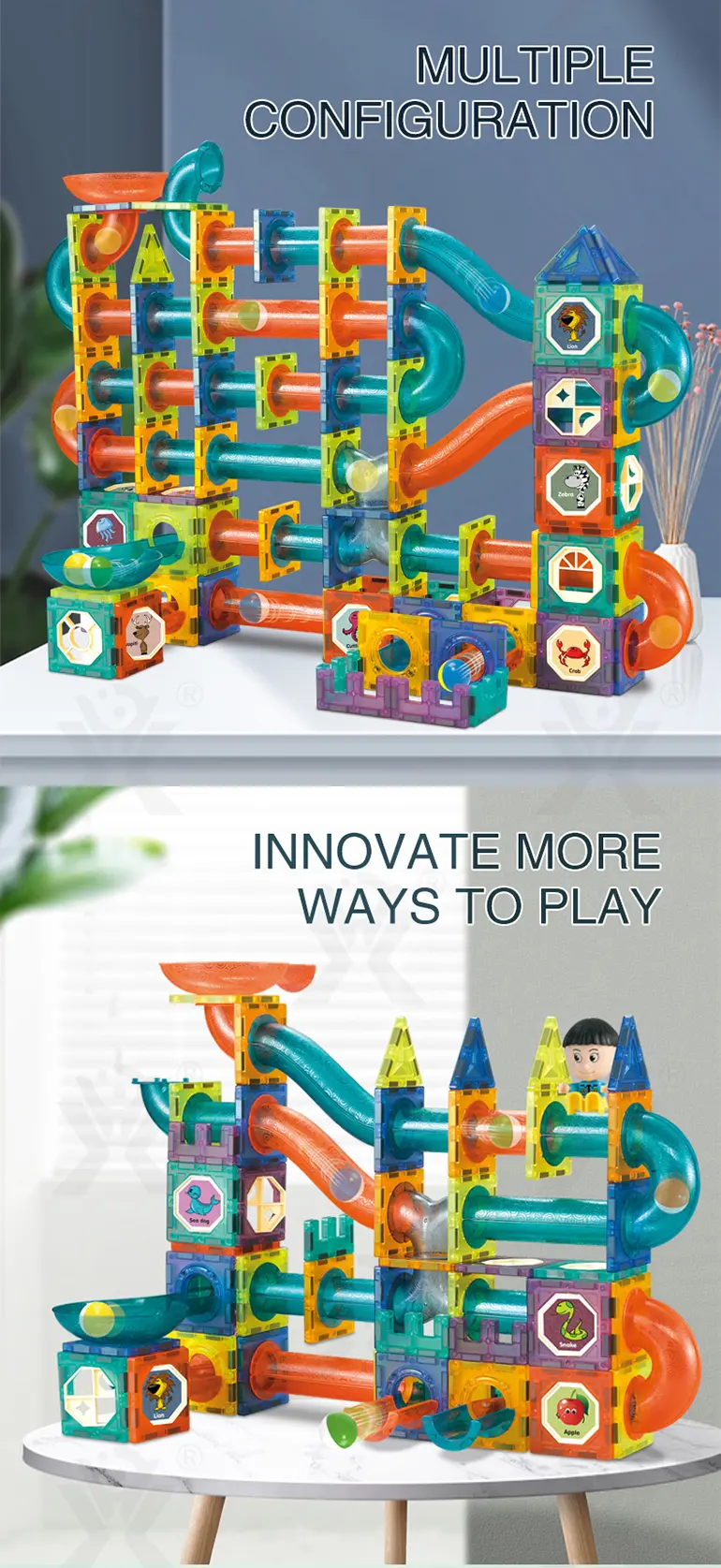 Magnetic Tiles Marble Run, 3D Magnetic Building Blocks Set Race Track Toy for Kids · TV10090 · detail image 2 of 9