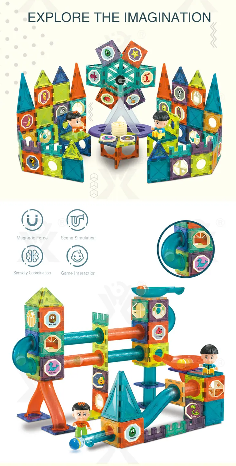 Magnetic Tiles Marble Run, 3D Magnetic Building Blocks Set Race Track Toy for Kids · TV10090 · detail image 4 of 9