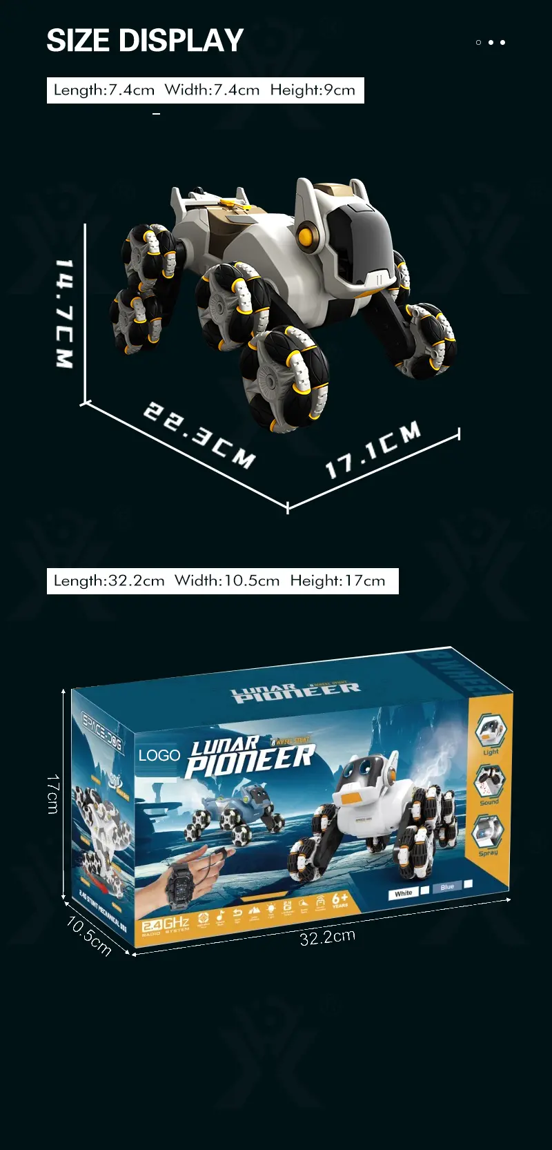 Remote Control 8-Wheel Climbing Mechanical Robot Dog-RC Dog Toy · TV10103 · detail image 14 of 17