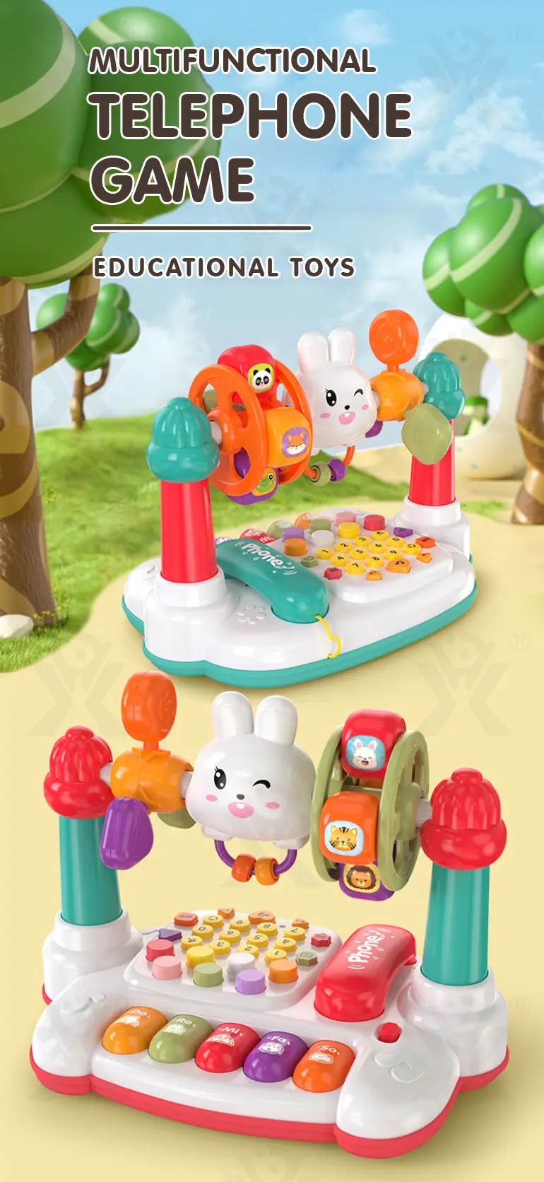 Cartoon Baby Interactive Music Light Keyboard Telephone Toy · TV10115 · detail image 1 of 10