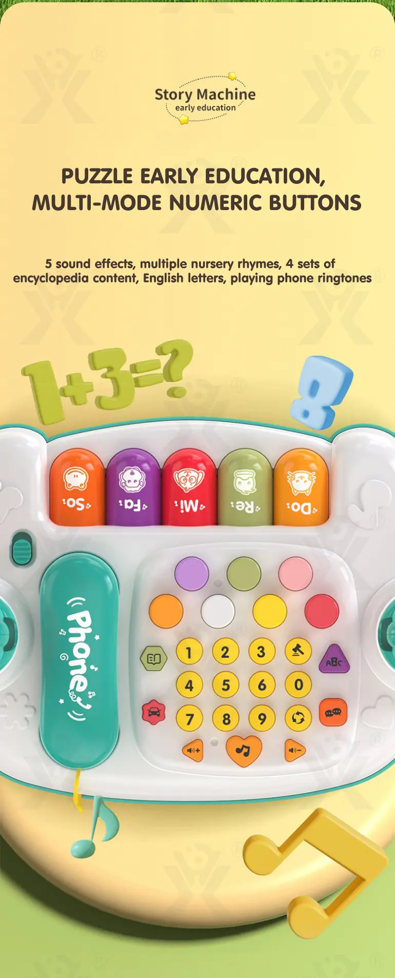Cartoon Baby Interactive Music Light Keyboard Telephone Toy · TV10115 · detail image 5 of 10